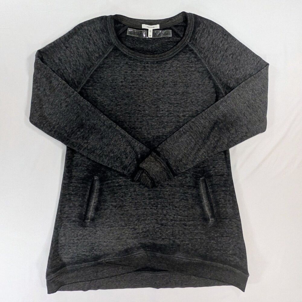 Maurices Top Women's Gray Solid Knit Med Long Sleeve Scoop Neck Pullover